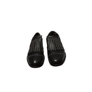 Boemos Made In Italy Sliver Studded Out Fringed Black Slip On Shoes Size 40